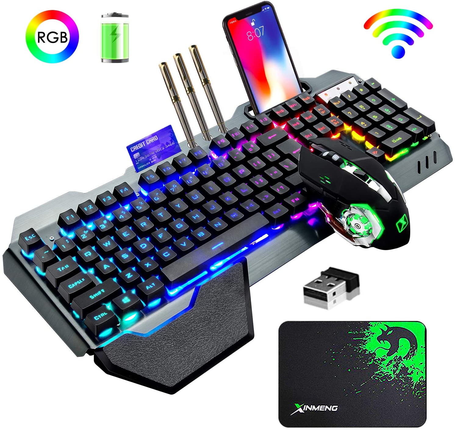 Gaming Keyboard Ergonomic - 무선 게임용 키보드 및 마우스 콤보,