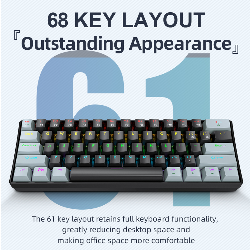 Gaming Keyboard Half - APAYADO K61 미니 기계식 키보드, 유선,