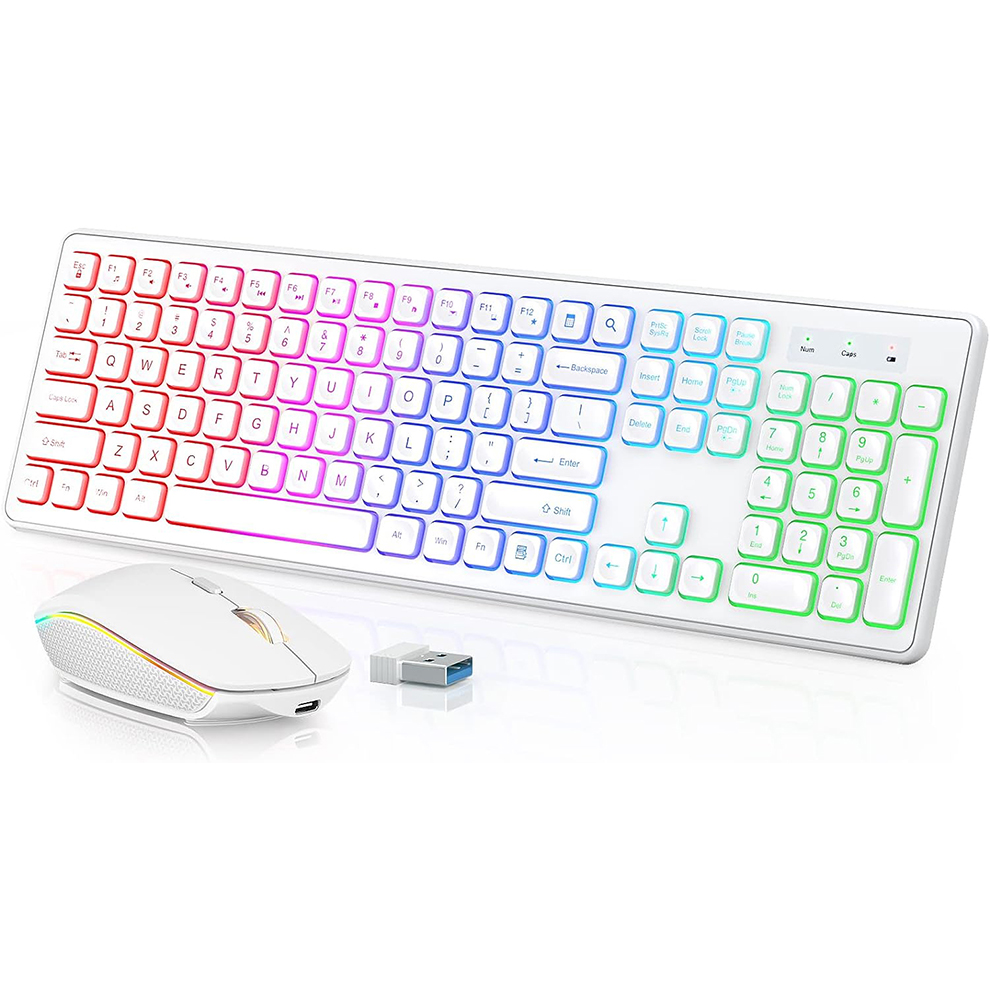 Gaming Keyboard Ergonomic - 백라이트 무선 키보드 및 마우스, 조용한