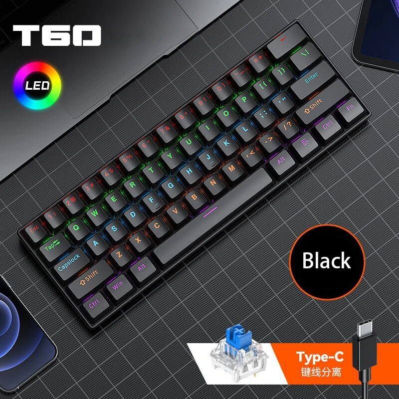 핫스왑 가능 기계식 키보드 T-WOLF T60, 61키 - Gaming Keyboard Not Typing 리뷰 및 가격