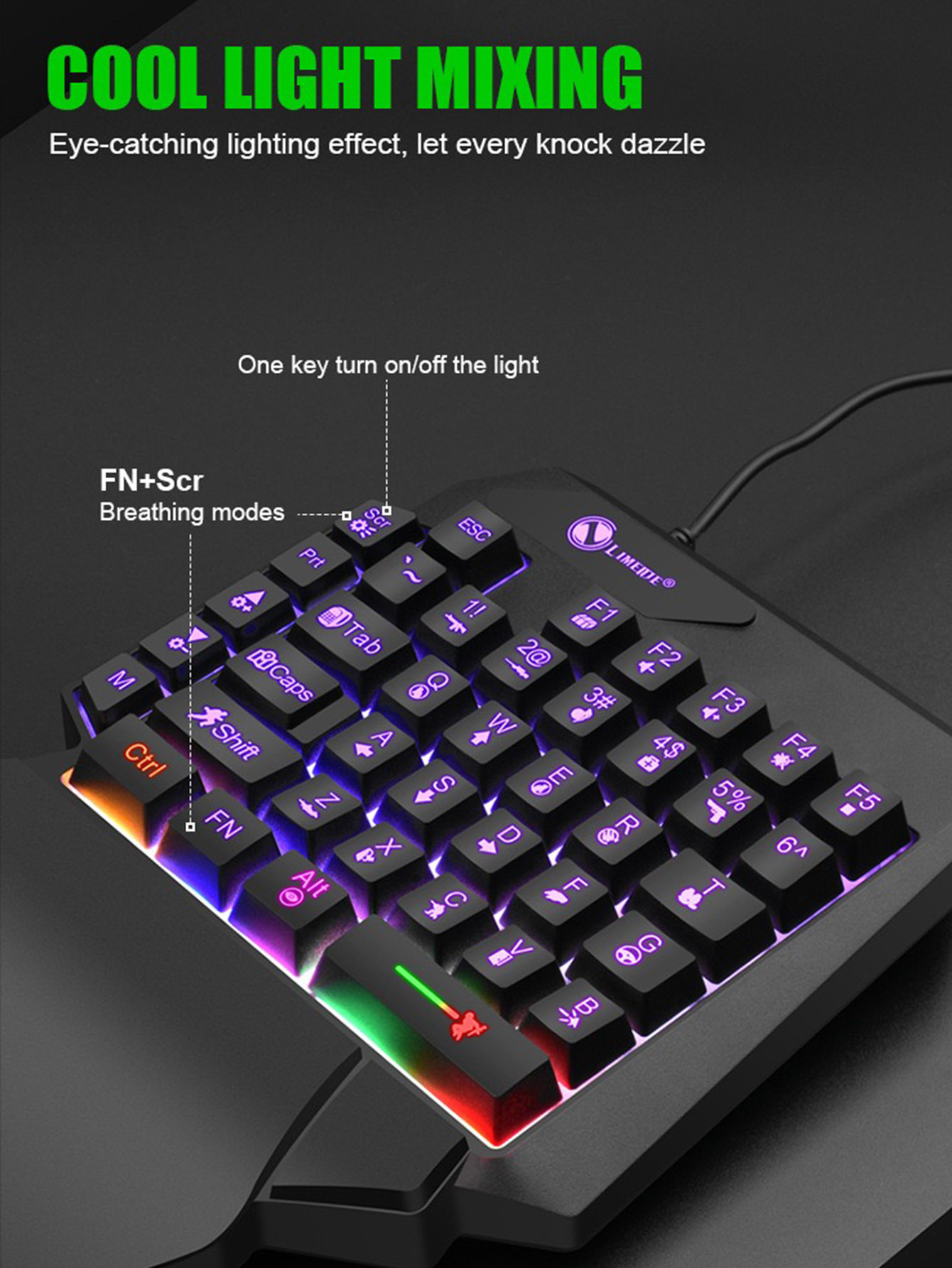 기계식 한손용 라이트 게임 유선 키보드, 라듐 각인 문 - Gaming Keyboard Half 리뷰 및 가격