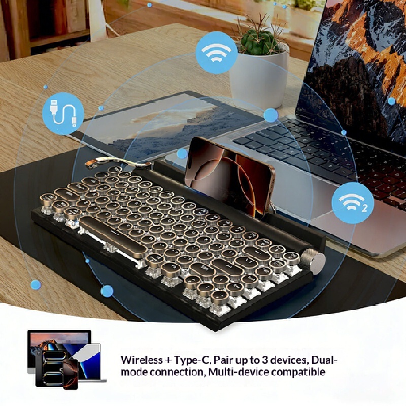 무선 기계식 키보드, 레트로 타자기 스타일 듀얼 모드  - Gaming Keyboard Not Typing 리뷰 및 가격