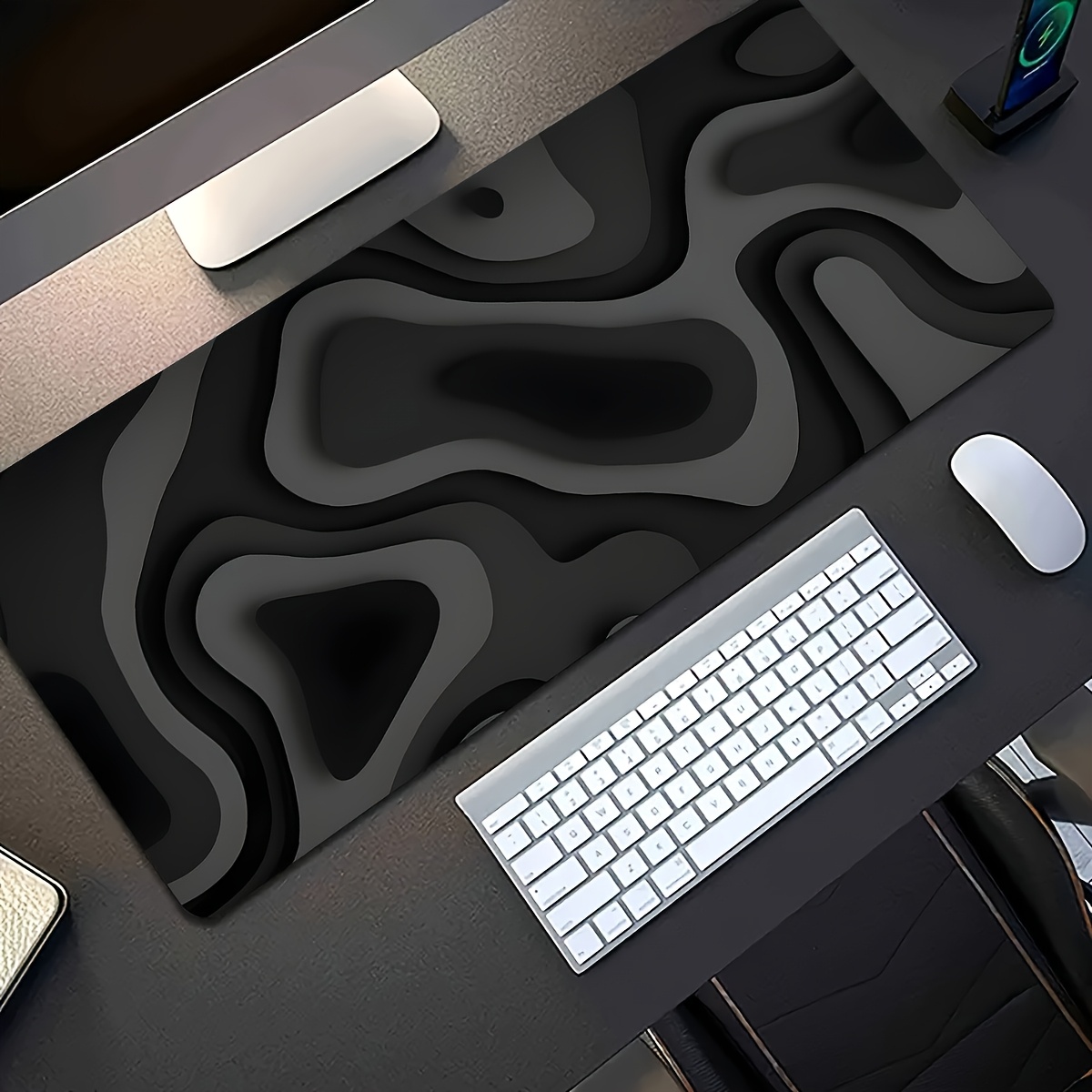 블랙 그레이 스월 디자인 대형 마우스 패드 데스크 매트 - Gaming Keyboard Brand 리뷰 및 가격