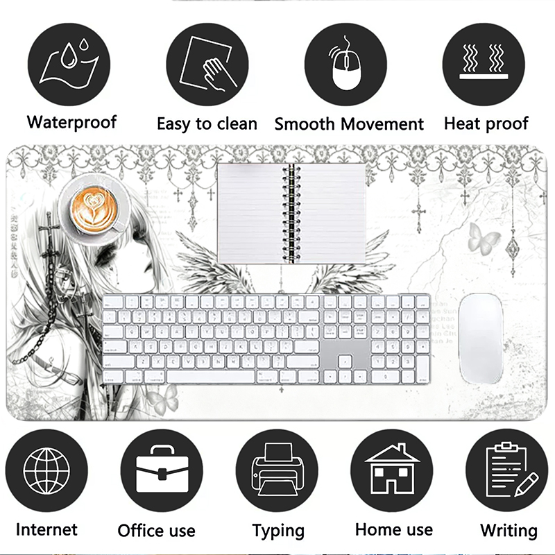 가죽 마우스 패드 블랙 화이트 애니메이션 미학 천사 소 - Gaming Keyboard Tactile 리뷰 및 가격
